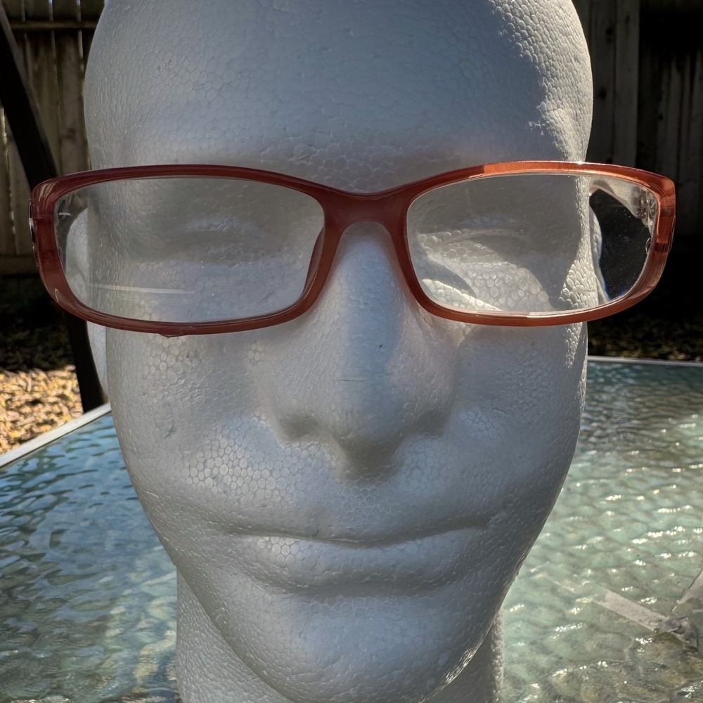 Vintage Peach Rectangular Eyeglass Frames with Rh… - image 8